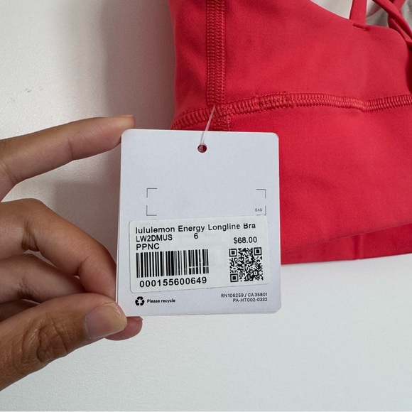 NWT Sz 6 Lululemon Energy Longline Bra Crossback Med Support B–D Cup Pink Punch - Picture 8 of 11